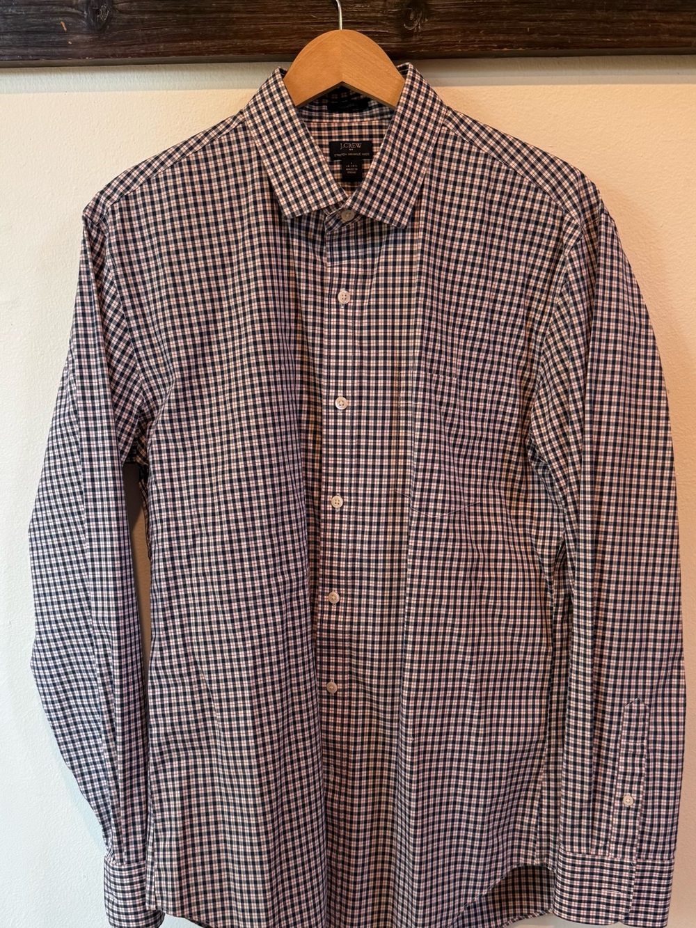 Men's Checked Button-Down Shirt - Navy, Red & White